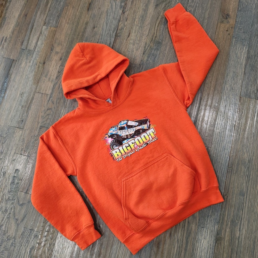 Big Foot Original Monster Truck‎ Youth Small Bright Orange Long Sleeve Hoodie